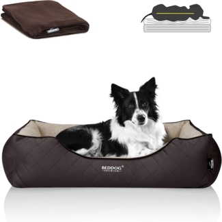 BedDog PREMIUM Orthopädisches Hundebett WUFFI, Memory Foam, mit abnehmbaren Bezug MELANGE (beige/braun), (XL) ca. 90x80x25cm