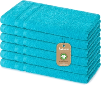 Lavea Gästehandtuch Bali, 30x50cm aus 100% Bio-Baumwolle, einzigartig weiche Gästetücher mit Aufhänger (Set, 6-St), hochwertiges und nachhaltiges Premium Gästetuch – saugstarke Faser