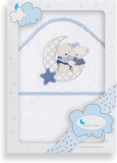 Interbaby 01145-11 Baby Kapuzenbadetuch OSITO AMOROSO, weiss e blau, Blau