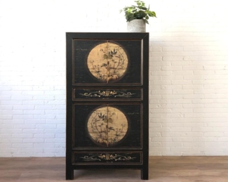 OPIUM OUTLET chinesischer Vintage Schrank Hochzeitsschrank hohe Kommode Shabby Chic Stil asiatisch orientalisch Schlafzimmer, Wohnzimmer (Design 7)