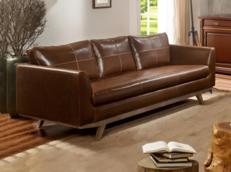 Vente-unique - Ledersofa Vintage 3-Sitzer - Braun - ALEGAN