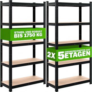 Monzana 2x Schwerlastregal 180x90x40cm 875kg 5 MDF-Platten