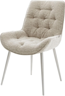 Esszimmerstuhl Taimi-Flex Webstoff Soft Beige 4-Fuß konisch Edelstahl