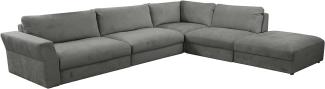 CAVADORE XXL-Ecksofa Cannes / Riesige, moderne Lounge-Couchgarnitur mit Sitztiefenverstellung / 359 x 80 x 294 / Flachgewebe, Grau