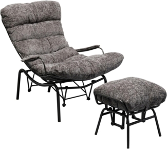 Sessel mit Hocker Vienna , Polyester , Grau , 83 x 105 x 52 cm
