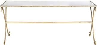 SAFAVIEH Glam Accent Table with Iron Legs, in Gold and Clear, 51 X 109 X 46.35