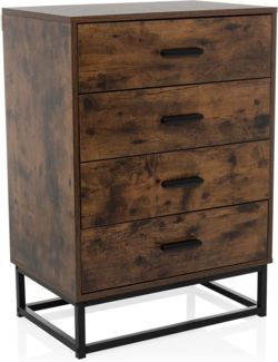 hjh LIVING Kommode VINSTRA Sideboard H/B/T: 83.5 x 60.0 x 38.5 cm, Schubladenkommode Highboard mit 4 Schubladen im Retro-Industrial-Stil