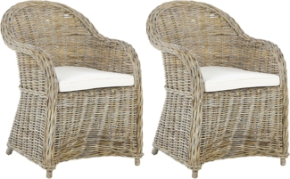 Gartensessel 2er Set mit Auflagen SUSUA Rattan Natürlich