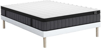 Vente-unique - Set aus Bettgestell + Matratze - 140 x 190 cm - Hybridmatratze - 7-Zonen-Taschenfederkern & kühlender Memory Gel - Stärke 25 cm - TOLCA von YSMÉE