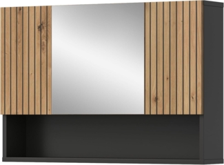 Badezimmer Spiegelschrank Livia in Eiche und grau 80 x 55 cm