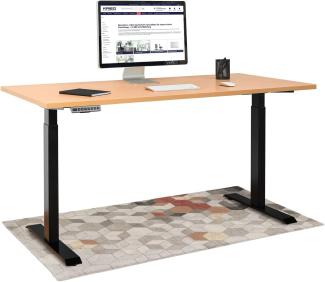 HighDesk Basic Höhenverstellbarer Schreibtisch (200x80 cm I Schwarz + Buche) - Elektrischer Sitz- & Stehtisch mit Tischplatte - Stehschreibtisch Elektrisch Höhenverstellbar - von Krieg