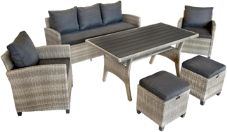 Alpina II Dininglounge Set, Polyrattan, grau, für 7 Personen