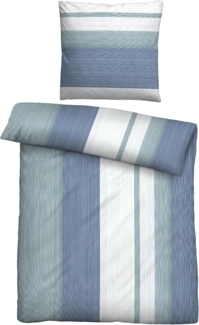 Traumhaft schlafen - Castell - Markenbettwäsche Thermo-Fleece Bettwäsche 0360443 LÄNGSSTREIFEN, lagune, 1x 135x200 cm + 1x 80x80 cm