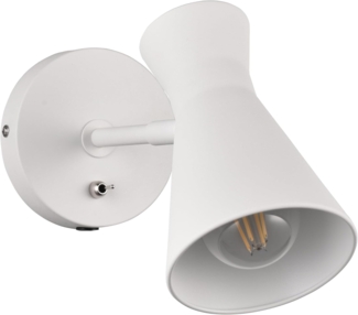 Wandstrahler ENZO Retro Weiß mit Schalter & Stecker, Breite 12cm