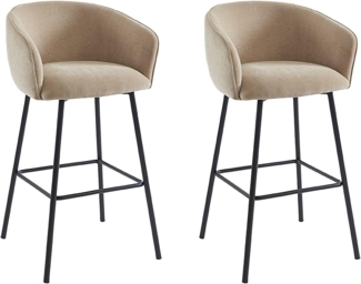 Vente-unique - Barhocker 2er-Set - Stoff & schwarzes Metall - Beige - LAZONI von Pascal MORABITO
