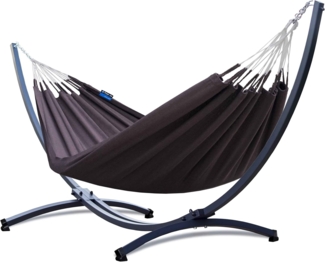 Potenza Medelin Hängematte mit Gestell – 220kg für 2 Personen I 100% Baumwolle Hängematte XL - 220x140, 160kg I Coffee