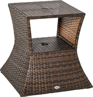 Outsunny Gartentisch Rattan-Gartentisch mit Sonnenschirm-Halterung