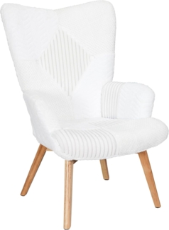 HOME DECO FACTORY, HD0060, Helsinki Patchwork Sessel Weiß, Patchwork, Möbel, Sitz, Sofa und Sessel, 65 x 100 x 74 cm, Sitzhöhe 24 cm, Beigebraun