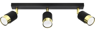 SOLLUX SL. 1071 Deckenleuchte NERO 3 schwarz/golden Stahl 40W L: 45cm B: 5cm H: 18cm dimmbar