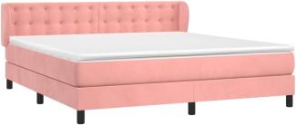 Doppelbett, Polsterbett mit Matratze Samt Rosa 160x200 cm