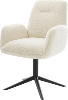 Drehstuhl Zoa-Flex Teddystoff Beige Fußkreuz Schwarz 360° drehbar Wippfunktion Taschenfederkern