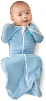 Love To Dream Swaddle Up™ Pucksack, mittelgroß, 6–8,5 kg – Blau, Gute Passform, unterstützt gesunden Schlaf, 1,0 Tog – ideal für 20–24 °C, maschinenwaschbar