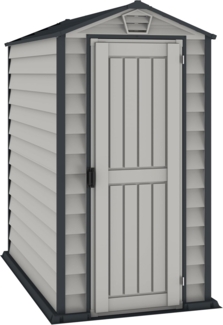 Duramax EverMore 4x6 (1.99 m²) Kunststoff gerätehaus, Wetterfeste Aufbewahrungslösung für den Außenbereich, mit Kunststoffboden, robuster Struktur und wartungsfreiem Vinylschuppen, Adobe & Grey