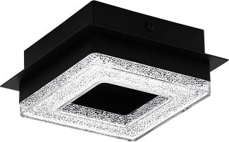 Eglo 99324 Deckenleuchte FRADELO 1 LED 1X4W Stahl, Kunststoff schwarz, Kristall klar L:14cm B:14cm H:6cm 3000K