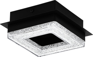 Eglo 99324 Deckenleuchte FRADELO 1 LED 1X4W Stahl, Kunststoff schwarz, Kristall klar L:14cm B:14cm H:6cm 3000K