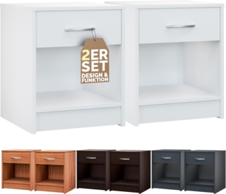 Casaria Nachttisch Hamburg (2-St), Schublade 50x40x35cm Boxspringbett Komforthöhe Schlafzimmer Holz