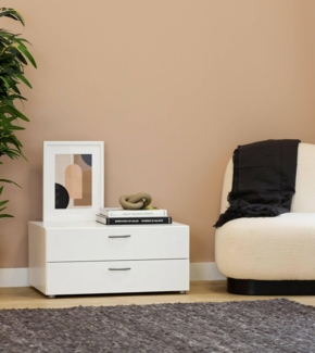 Dmora - Kommode Limerick, Mehrzweckkommode, Schlafzimmerkommode, Schrank mit Schubladen, 74x52 h35 cm, Weiß