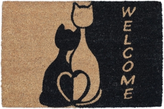 relaxdays Fußmatte Kokos mit Katze, Höhe: 15 mm