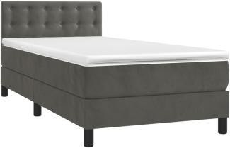 vidaXL Boxspringbett mit Matratze & LED Dunkelgrau 100x200 cm Samt 3134628