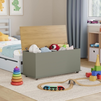 Vida Designs Arlington Spielzeugkiste grau Holz Kinder Aufbewahrungsbox Truhe mit Deckel, Abdeckungen und Decken, Kids Tidy Bin
