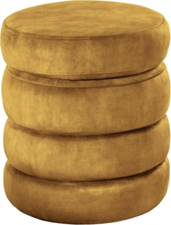 riess-ambiente Polsterhocker VOGUE 50cm senfgelb - Samt, mit Stauraum, gepolstert, rund, retro (Einzelartikel, 1 St), Eleganter Sitzhocker- ideal für Ankleide, Flur, Wohnzimmer & Garderobe