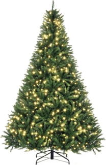 HOMCOM Künstlicher Weihnachtsbaum 210 cm Christbaum mit 2154 Spitzen, 700 LED-Leuchte, Tanne, für Indoor, Weihnachten Deko, Grün