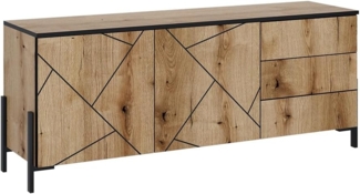 Lowboard Hatto Eiche 150 x 60 cm mit Türen und Schubladen Vicco