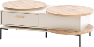Schildmeyer Looks by Wolfgang Joop Couchtisch, Eiche Landhaus/cremebeige, Holzwerkstoff, 128.2 x 76 x 41.1 cm, 701826