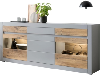 Sideboard Tamaris in grau matt und Eiche 217 cm