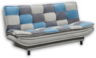 Bega Schlafsofa PATCH Stoff silber dunkelgrau denim mit Bettkasten