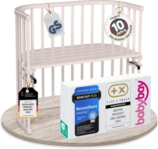 babybay Original Beistellbett aus massivem Buchenholz/kompakt & verwandelbar/Kinderbett Höhe stufenlos verstellbar & umweltfreundlich/mitwachsendes Babybett (beige lackiert)