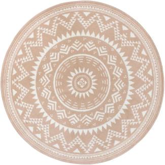 Kurzflor Teppich Valencia Ivory Creme Rund - 200 cm Durchmesser