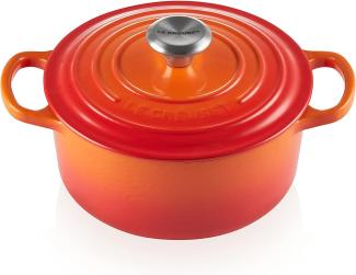 Le Creuset Signature Gusseisen-Bräter mit Deckel, Für alle Herdarten und Induktion geeignet, Rund, Ofenrot, 18,0 cm, 1.8