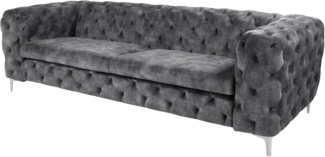 riess-ambiente 3-Sitzer MODERN BAROCK 235cm grau · 3-Sitzer Couch aus Samt mit Federkern, Einzelartikel 1 Teile, Wohnzimmer · Sofa · Taschenfederkern · Chesterfield · Ziersteppung