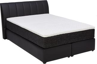 Maintal Boxspringbett Vanilla, 140 x 200 cm, Strukturstoff, 7-Zonen-Kaltschaum Matratze H3, schwarz