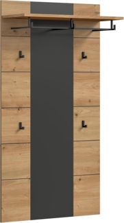 xonox. home - Paneel Canu 141 x 80 x 29 cm in Basalt grau und Artisan Nb. - Wandpaneel Wandboard Wandgarderobe Garderobenwand Garderobenpaneel Flurpaneel - modern & platzsparend
