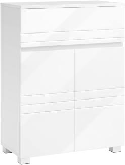 Vasagle Badkommode Badezimmerschrank, verstellbare Regalebene & Standfüße, MDF weiß, 60 x 30 x 80 cm