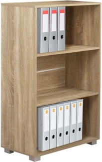 BAKAJI Bücherregal Segel 3 Regale Schrank Aufbewahrung Dokumente Büro Bücher Bibliothek Schrank Regale Standregal Wohnzimmer Struktur aus MDF (Eiche)