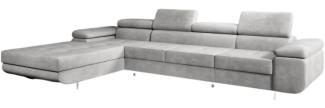 Designer Sofa Calvera Maxi mit Schlaf- und Klappfunktion (Samt) Hellgrau Links