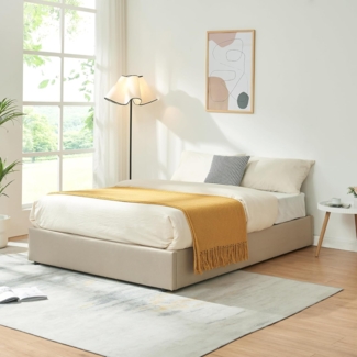 Polsterbett Nola 140x200 cm Leinen Beige [en. casa]